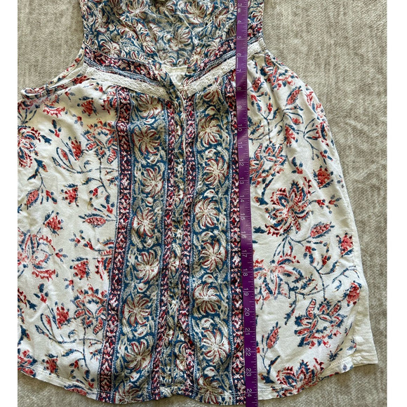 Lucky Brand Floral Print Button Front Bohemian Tank, Size S - Picture 7 of 7